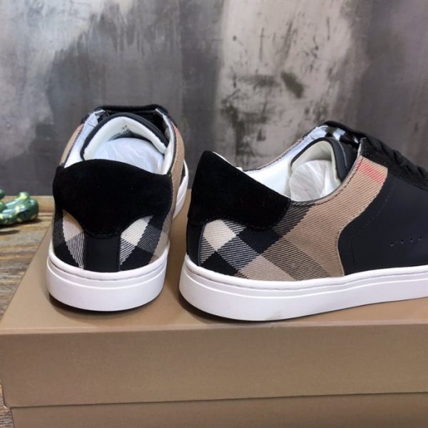 Burberry Leather, Suede and House Check Cotton Sneakers - BS11