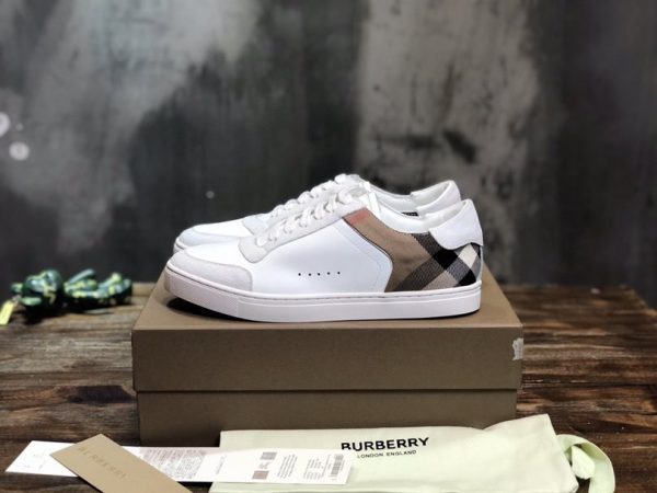 Burberry Leather, Suede and House Check Cotton Sneakers - BS12