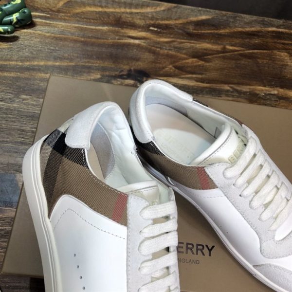 Burberry Leather, Suede and House Check Cotton Sneakers - BS12