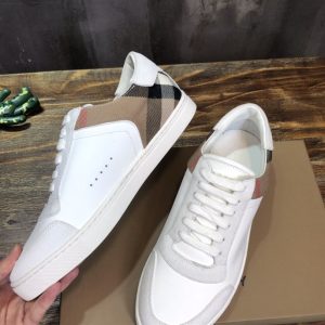 Burberry Leather, Suede and House Check Cotton Sneakers - BS12