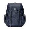 Ophidia GG Medium Backpack in Blue and Black GG Supreme Canvas - GP04