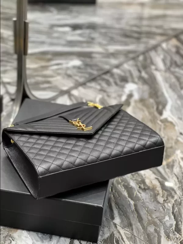 Saint Laurent Envelope Large in Quilted Grain de Poudre Embossed Leather Bag - YSL42