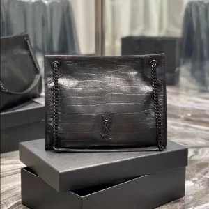 Saint Laurent Niki Medium Shopping Bag in Crocodile-Embossed Leather - YST15