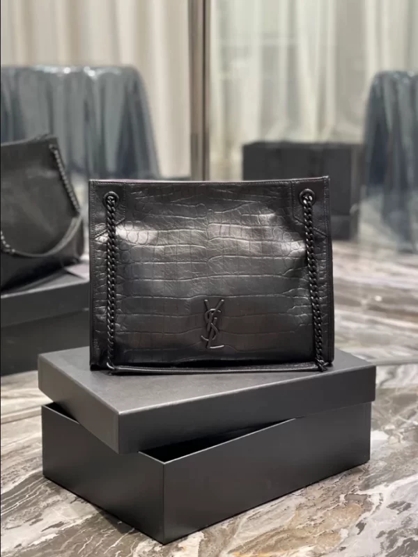 Saint Laurent Niki Medium Shopping Bag in Crocodile-Embossed Leather - YST15