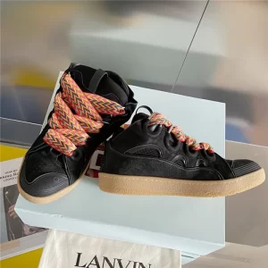 Lanvin Leather Curb Sneaker in Black - LV06