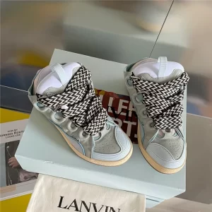 Lanvin Leather Curb Sneaker in Light Blue - LV05