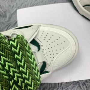 Lanvin Leather Curb Sneaker in White and Green - LV02