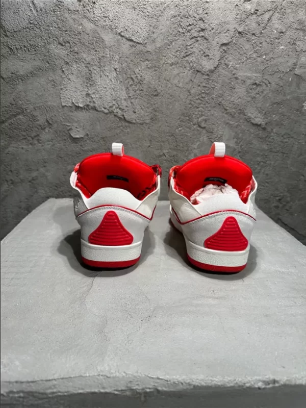 Lanvin Leather Curb Sneaker in White and Red - LV01