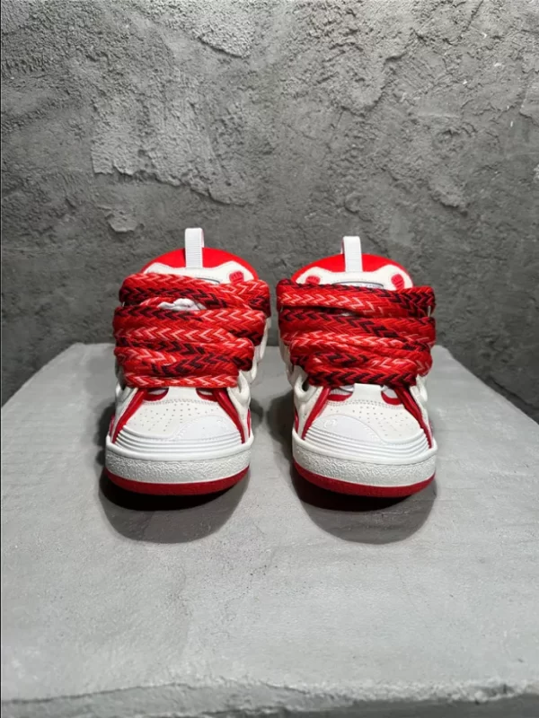 Lanvin Leather Curb Sneaker in White and Red - LV01