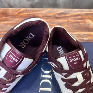 Dior B57 Low-Top Sneaker Burgundy and White Smooth Calfskin - DS105