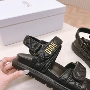 Dioract Sandal Black Quilted Cannage Calfskin - SD01