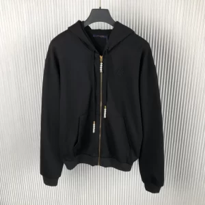 LV Embroidered Jersey Zip Through Hoodie - HL40