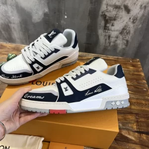 Louis Vuitton Trainer Sneaker White and Blue - LS222