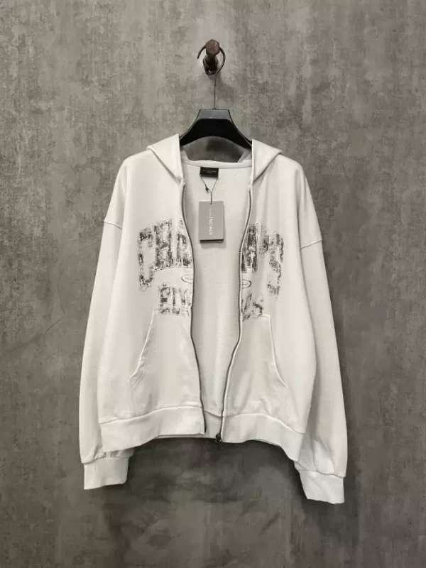 Balenciaga Champs-elysées Zip-up Hoodie Regular Fit in White - HB30