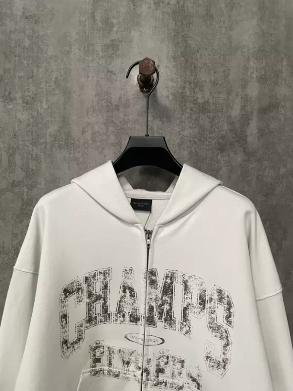 Balenciaga Champs-elysées Zip-up Hoodie Regular Fit in White - HB30