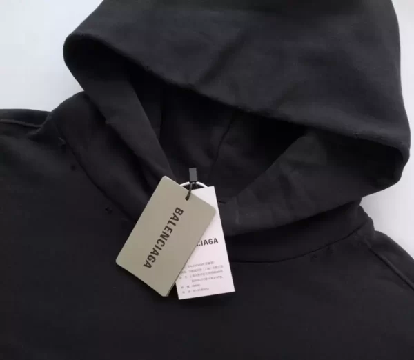 Balenciaga Paris Moon Crinkled Hoodie Large Fit in Black