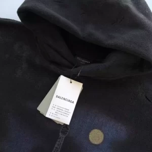 Balenciaga Paris Moon Crinkled Hoodie Large Fit in Black