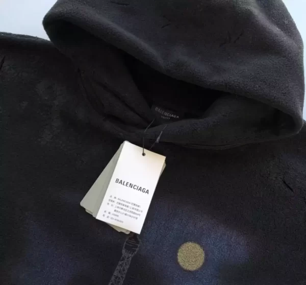 Balenciaga Paris Moon Crinkled Hoodie Large Fit in Black