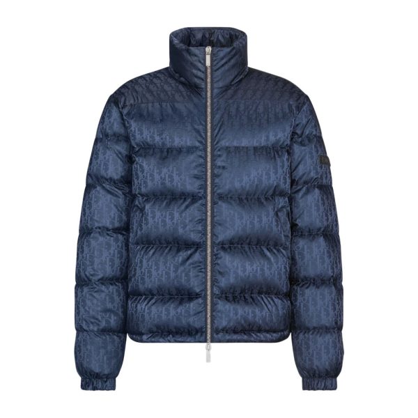 Dior Oblique Down Jacket Navy Blue Technical Jacquard