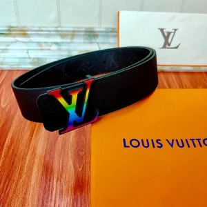 Louis Vuitton Initiales Cintura Reversibile Monogram Eclipse Taiga 40MM Arcobaleno - LB81