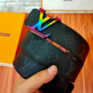 Louis Vuitton Initiales Cintura Reversibile Monogram Eclipse Taiga 40MM Arcobaleno - LB81