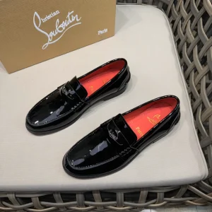 Christian Louboutin Penny Flat Black Patent Loafers - CL11