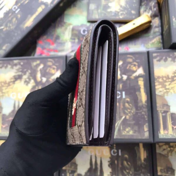 Gucci GG Supreme Canvas Web Bee Embroidered Compact Wallet - GW21