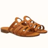 Hermes Camelia Slide Sandals In Brown Calfskin - HSM43