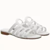 Hermes Camelia Slide Sandals In White Calfskin - HSM44