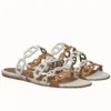 Hermes Thalassa Slide Sandals In BrownWhite Lambskin - HSM41