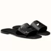 Hermes View Slide Sandals In Black Patent Calfskin - HSM38