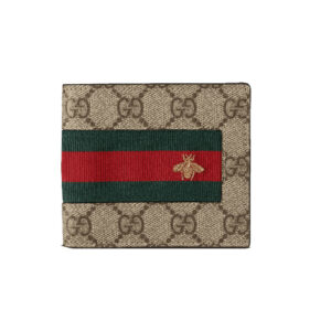 Gucci GG Supreme Canvas Web Bee Embroidered Compact Wallet - GW21