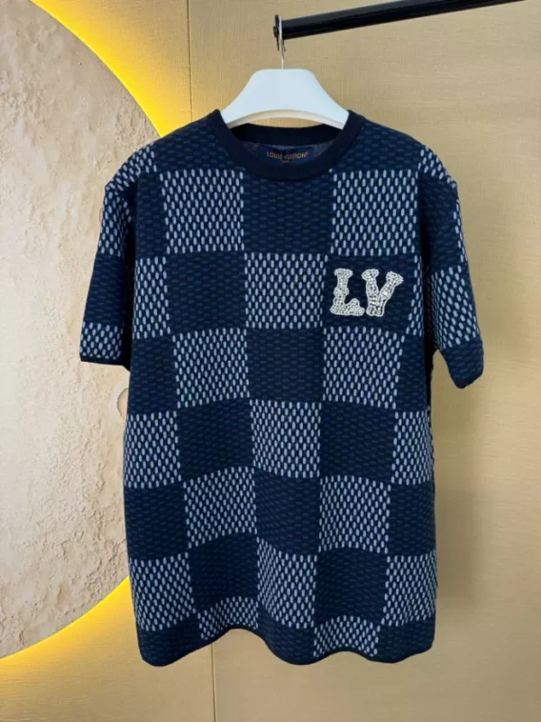 Louis Vuitton Damier Short-Sleeved Crewneck With LV Crystal Patch - LT104