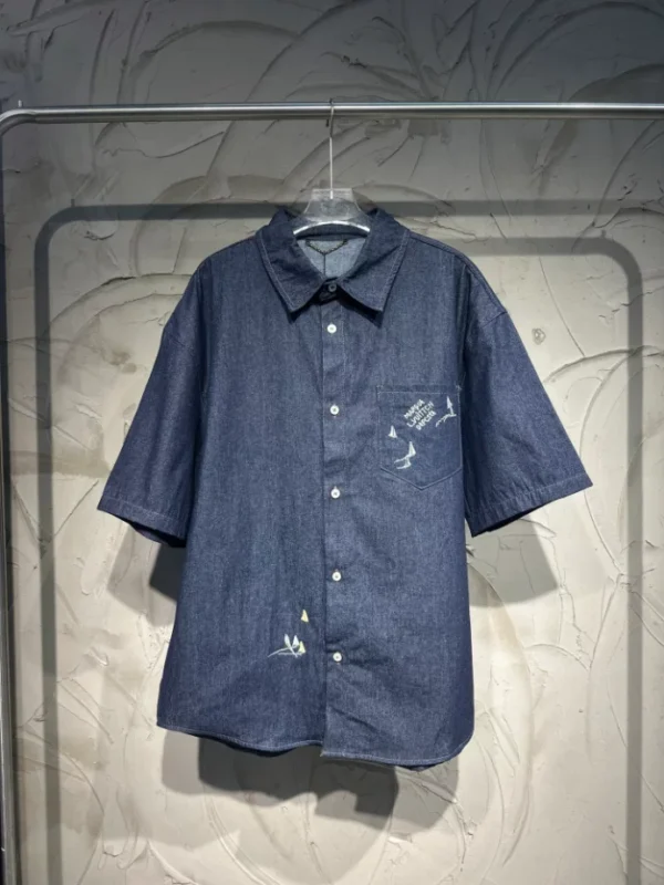 Louis Vuitton Embroidered Chambray Short-Sleeved Shirt - LST37