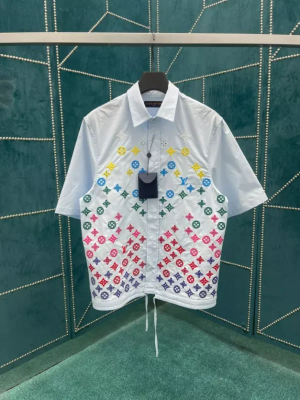 Louis Vuitton Monogram Flowers Embroidered Short-Sleeved Shirt - LST34