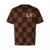 Louis Vuitton Short-Sleeved Cotton Damier Crewneck With Crystal LV Patch - LT105