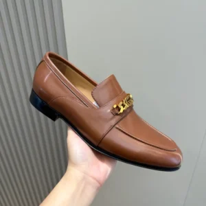 Gucci Men's Leather Loafers With Interlocking G In Brown - GL29