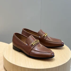 Gucci Men's Leather Loafers With Interlocking G In Brown - GL29