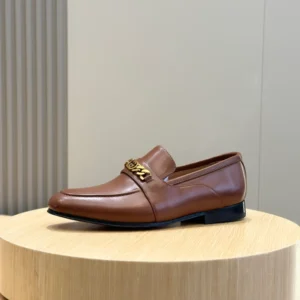 Gucci Men's Leather Loafers With Interlocking G In Brown - GL29
