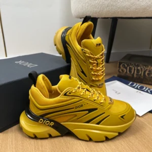 Dior B44 Blade Sneaker White Technical Mesh and Yellow Technical Fabric - DS171