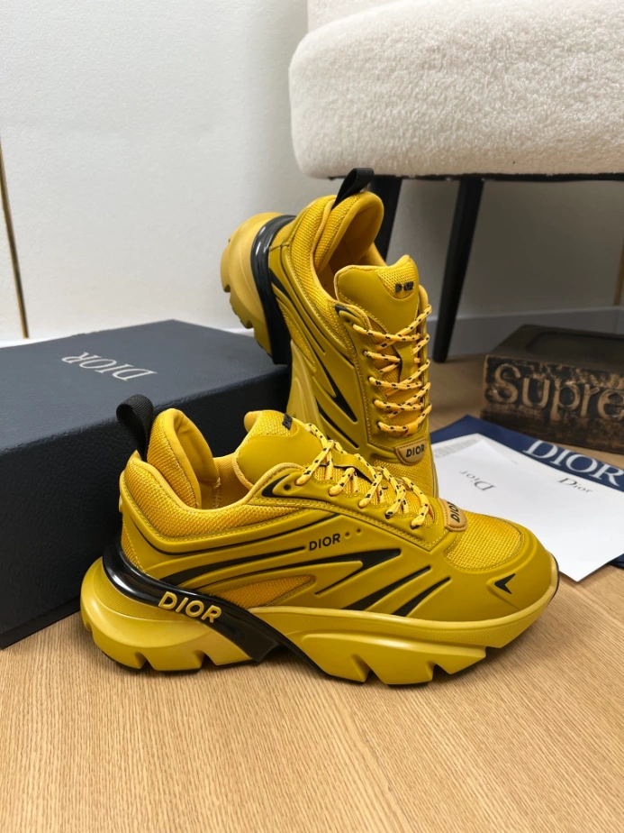 Dior B44 Blade Sneaker White Technical Mesh and Yellow Technical Fabric - DS171