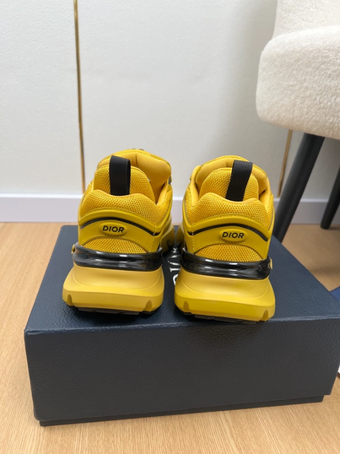 Dior B44 Blade Sneaker White Technical Mesh and Yellow Technical Fabric - DS171