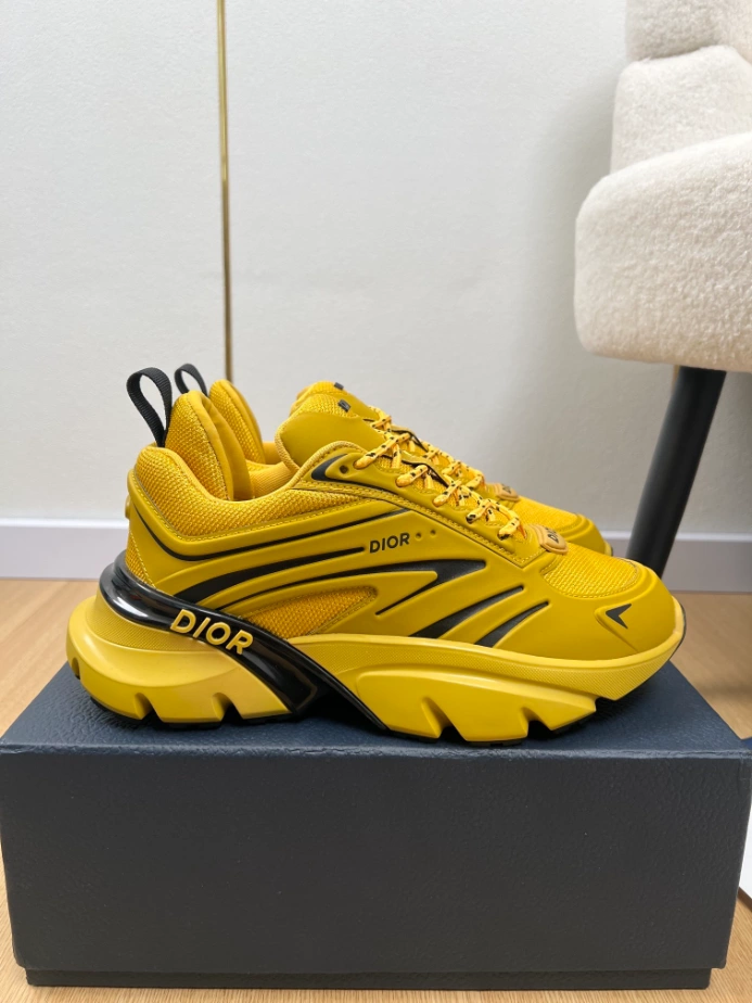 Dior B44 Blade Sneaker White Technical Mesh and Yellow Technical Fabric - DS171