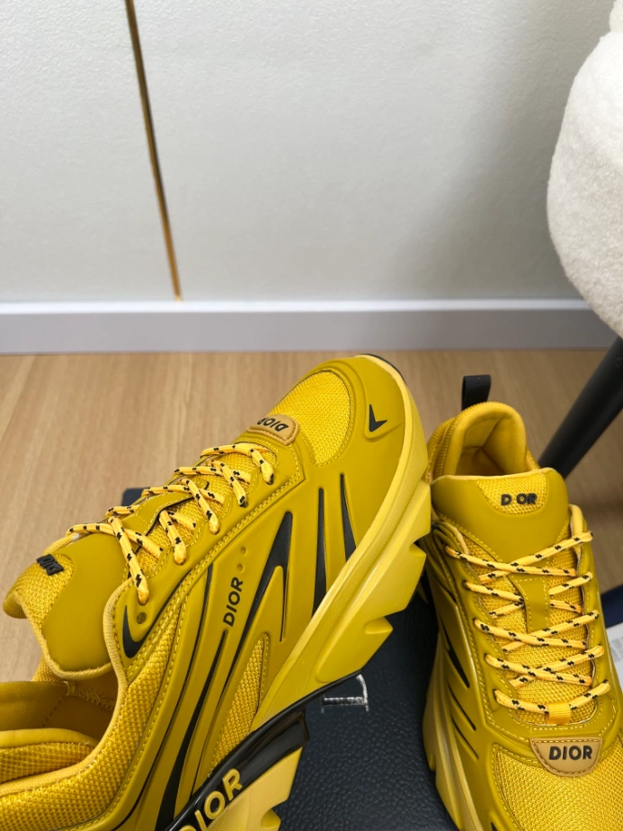 Dior B44 Blade Sneaker White Technical Mesh and Yellow Technical Fabric - DS171