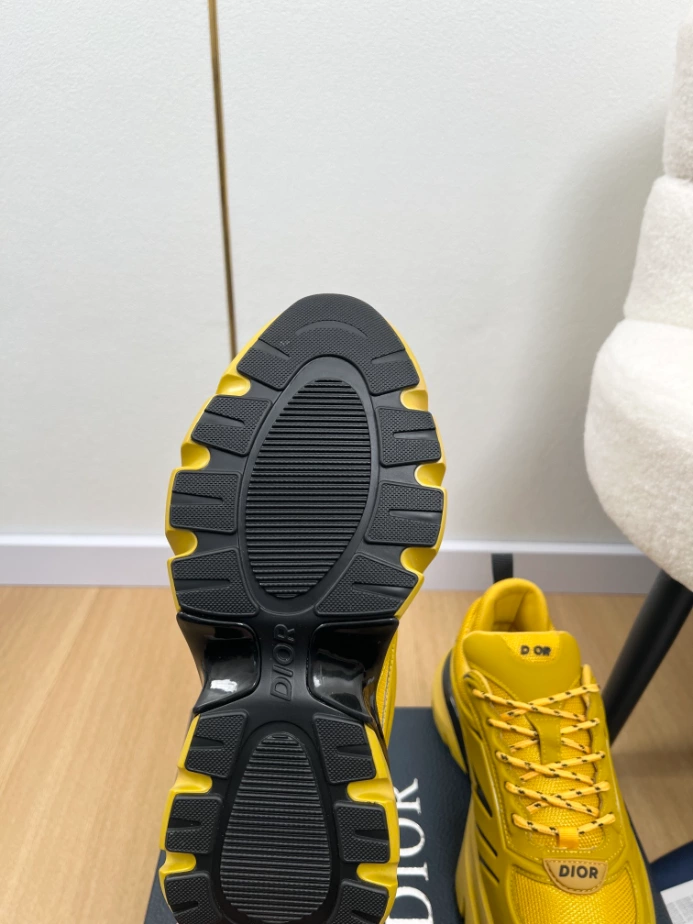 Dior B44 Blade Sneaker White Technical Mesh and Yellow Technical Fabric - DS171