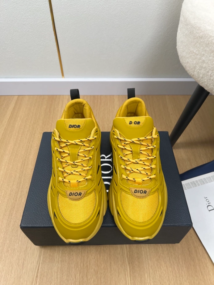 Dior B44 Blade Sneaker White Technical Mesh and Yellow Technical Fabric - DS171