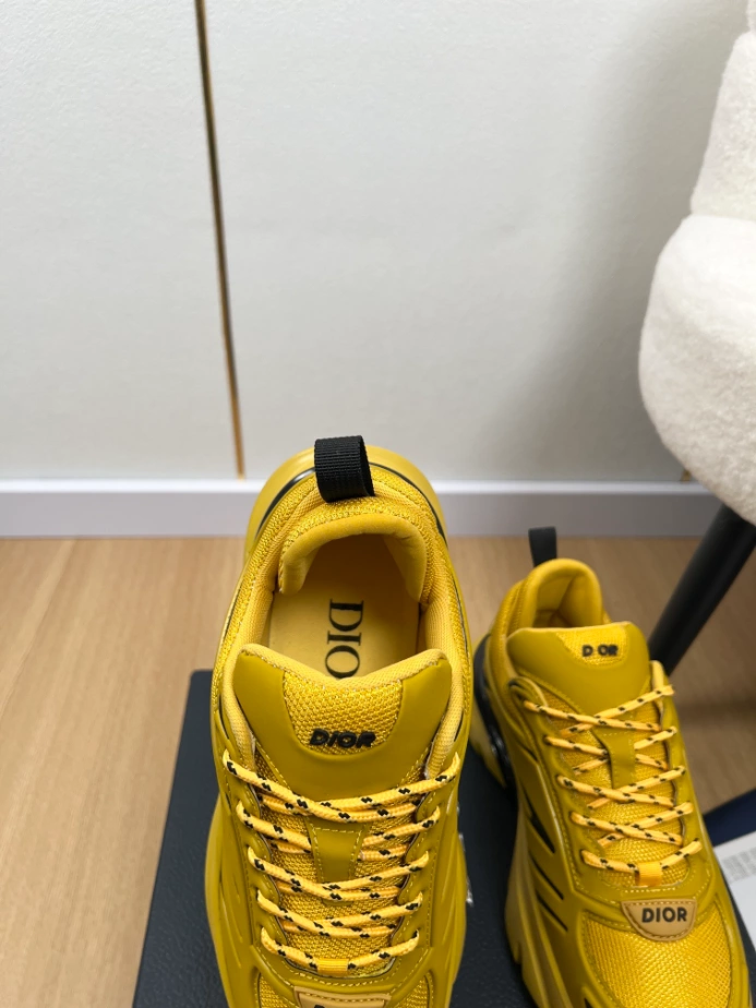 Dior B44 Blade Sneaker White Technical Mesh and Yellow Technical Fabric - DS171