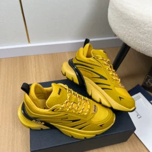 Dior B44 Blade Sneaker White Technical Mesh and Yellow Technical Fabric - DS171