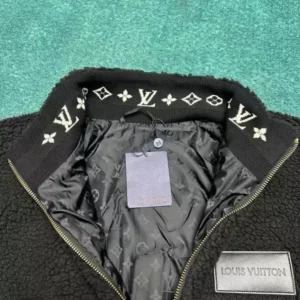 Louis Vuitton Leather Patch Fleece Blouson - LK59