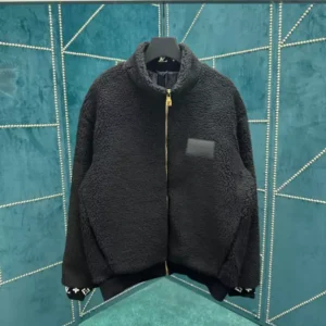 Louis Vuitton Leather Patch Fleece Blouson - LK59